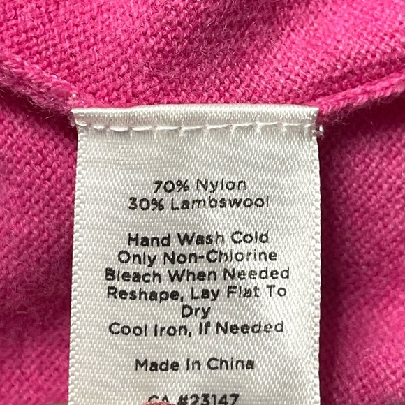 Talbots Pink Lambswool Crewneck Flutter Sleeve Sweater Small - Picture 10 of 11